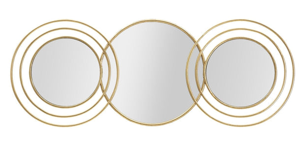 Mauro Ferretti Decoratiune metalica de perete cu oglinda, Triply Round Auriu, l79xA2,5xH30 cm