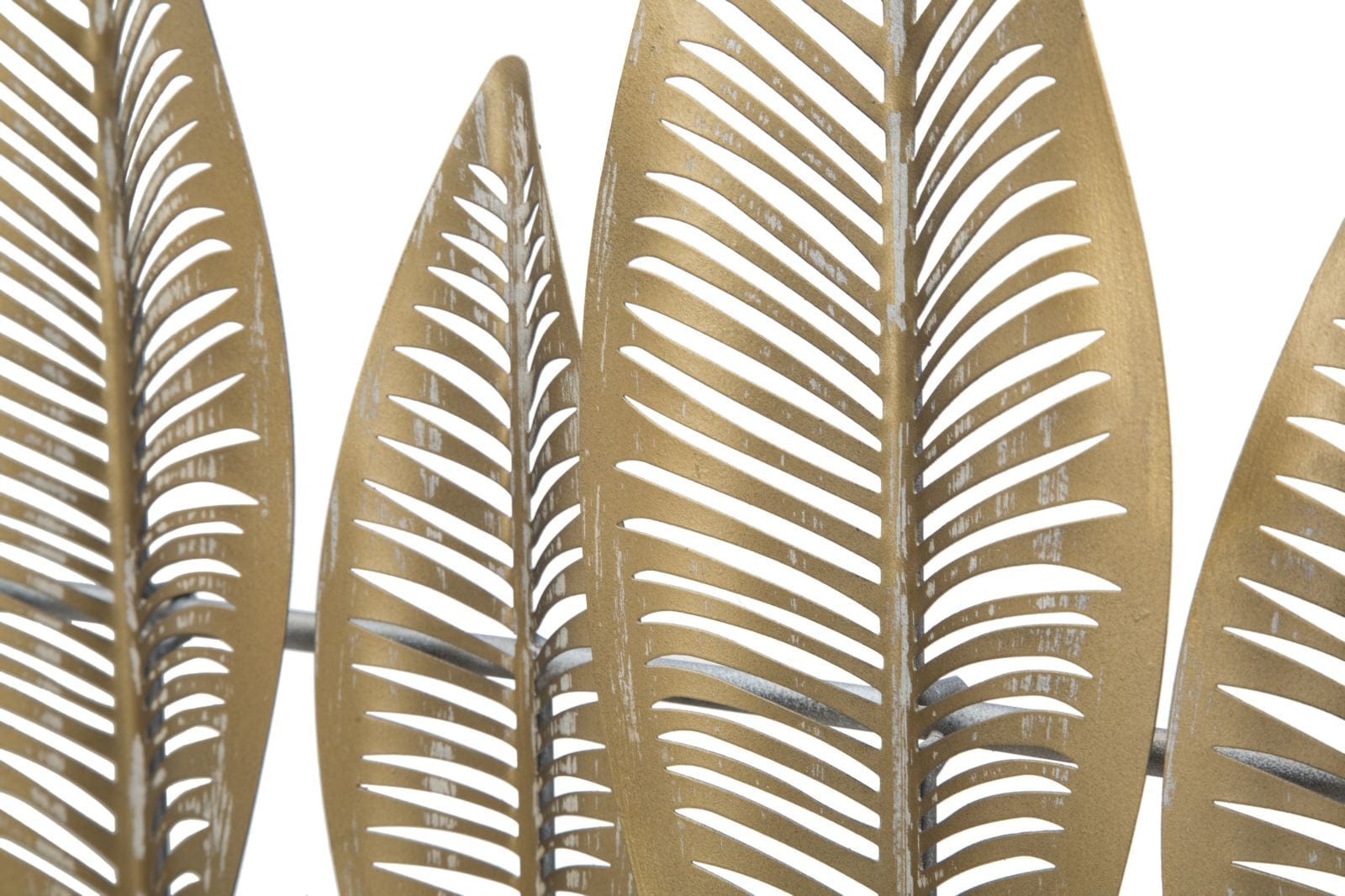 Mauro Ferretti Decoratiune metalica de perete, cu suport chei, Long Leaf Auriu Antichizat, l65xA6xH42,5 cm