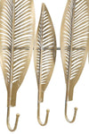 Mauro Ferretti Decoratiune metalica de perete, cu suport chei, Long Leaf Auriu Antichizat, l65xA6xH42,5 cm