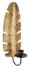 Decoratiune metalica de perete, cu suport lumanare, Glam Leaf Auriu / Negru, l12,8xA8,9xH31,2 cm (2)