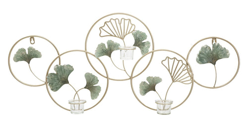 Mauro Ferretti Decoratiune metalica de perete, cu suport lumanari, Greenery Multicolor, l80xA7,5xH35,5 cm