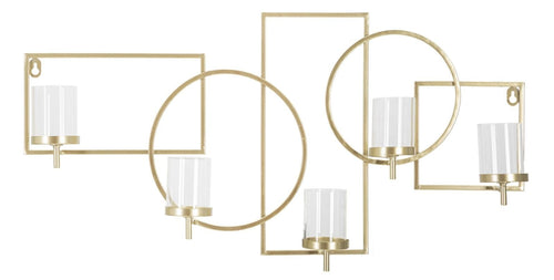 Mauro Ferretti Decoratiune metalica de perete, cu suport lumanari, Marie Auriu, l70xA8,5xH36 cm