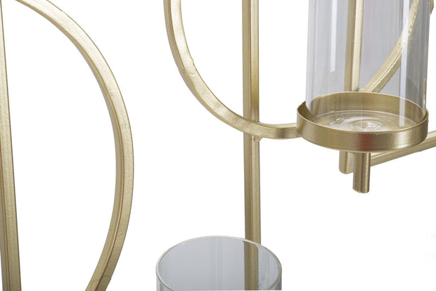 Mauro Ferretti Decoratiune metalica de perete, cu suport lumanari, Marie Auriu, l70xA8,5xH36 cm