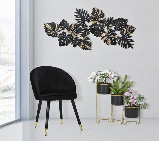 Mauro Ferretti Decoratiune metalica de perete, Dark Leaf Negru / Auriu, l133xA6,5xH63 cm