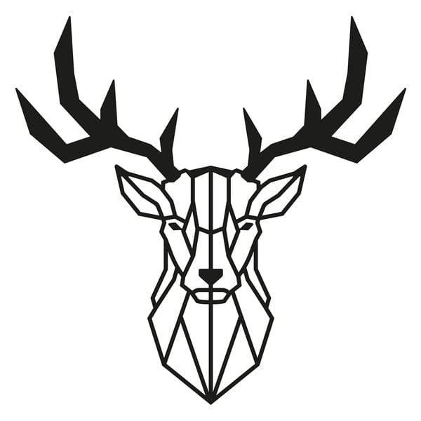 Asir Decoratiune metalica de perete, Deer 2 Negru, l51xA1,5xH51 cm
