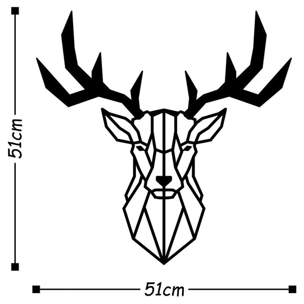 Asir Decoratiune metalica de perete, Deer 2 Negru, l51xA1,5xH51 cm