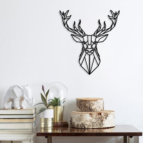 Asir Decoratiune metalica de perete, Deer 4 Negru, l60xA1,5xH65 cm