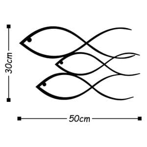 Decoratiune metalica de perete, Fish Negru, l50xA1,5xH30 cm (2)