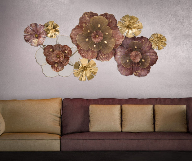 Mauro Ferretti Decoratiune metalica de perete, Florr Multicolor, l117,5xA10,5xH57 cm