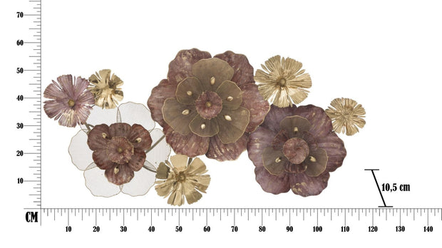 Mauro Ferretti Decoratiune metalica de perete, Florr Multicolor, l117,5xA10,5xH57 cm