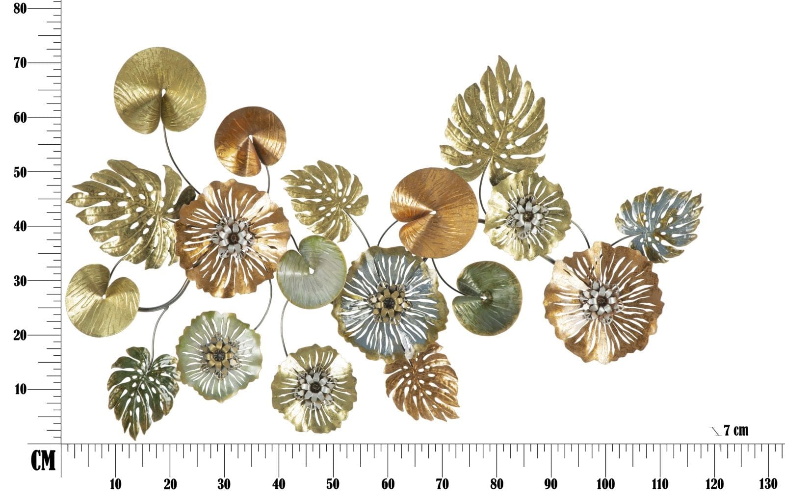 Mauro Ferretti Decoratiune metalica de perete Foglia -A- Large Multicolor, l117xA7xH74 cm