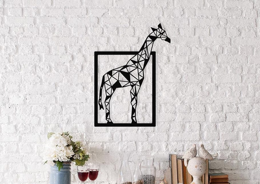 Asir Decoratiune metalica de perete, Giraffe Negru, l45xA1,5xH60 cm