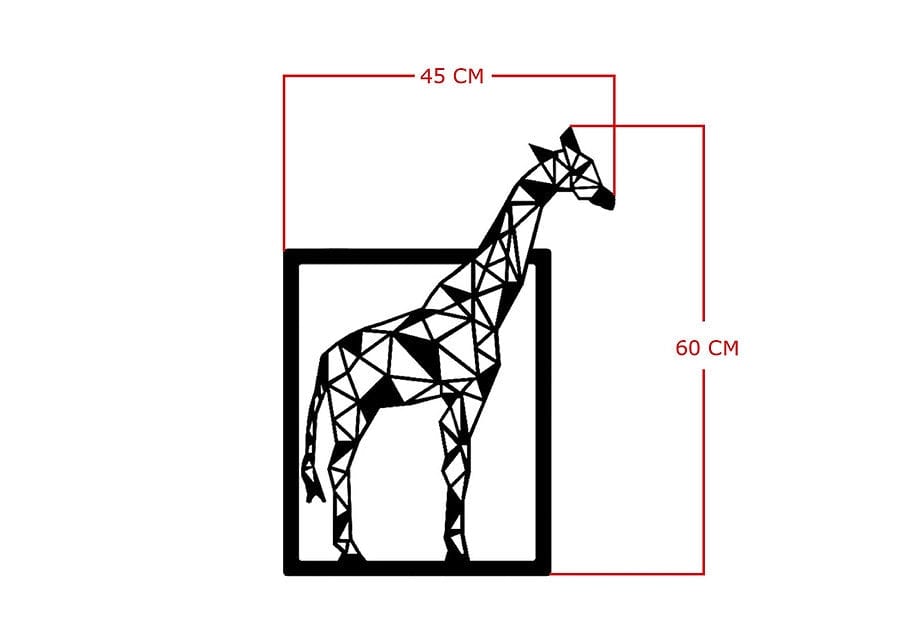 Asir Decoratiune metalica de perete, Giraffe Negru, l45xA1,5xH60 cm