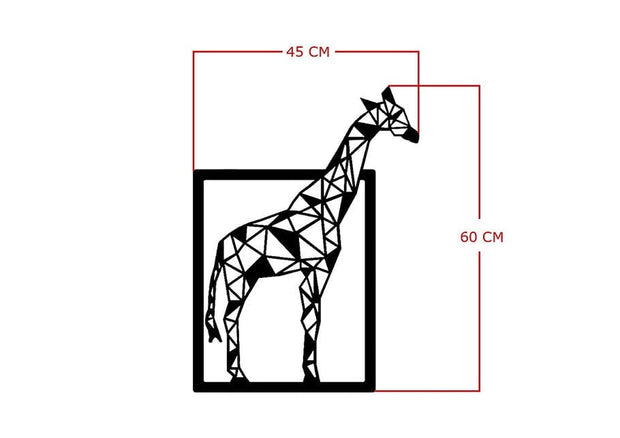 Asir Decoratiune metalica de perete, Giraffe Negru, l45xA1,5xH60 cm