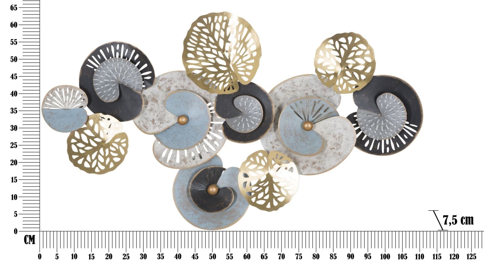 Decoratiune metalica de perete, Gloth B Multicolor, l111xA7,5xH64 cm (5)