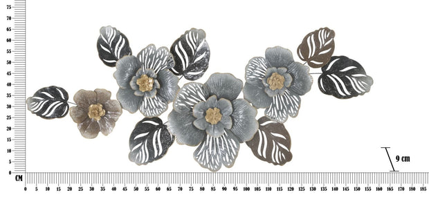 Mauro Ferretti Decoratiune metalica de perete, Grey Flowers A Multicolor, l157,5xA9xH66,5 cm