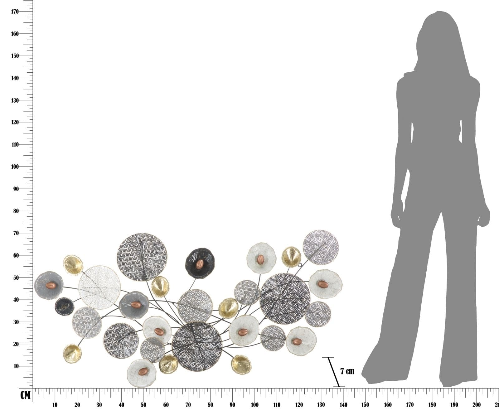 Mauro Ferretti Decoratiune metalica de perete Grid Large Multicolor, l135xA7,5xH69 cm