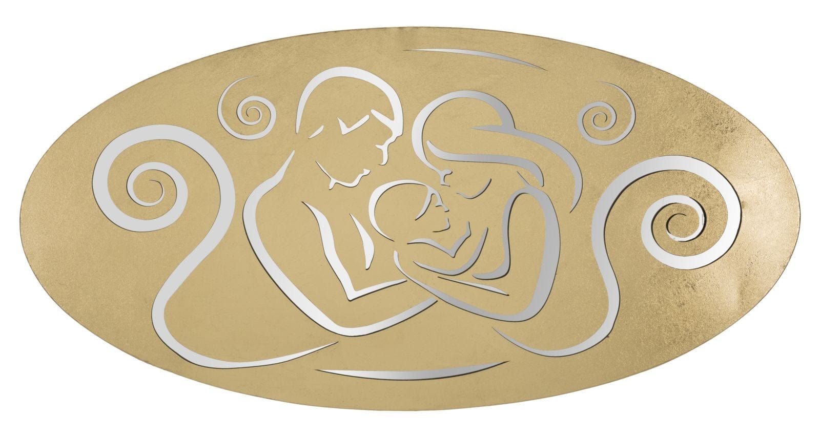 Mauro Ferretti Decoratiune metalica de perete, Happy Family Auriu, l120xA2xH60 cm