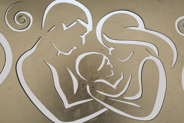 Mauro Ferretti Decoratiune metalica de perete, Happy Family Auriu, l120xA2xH60 cm