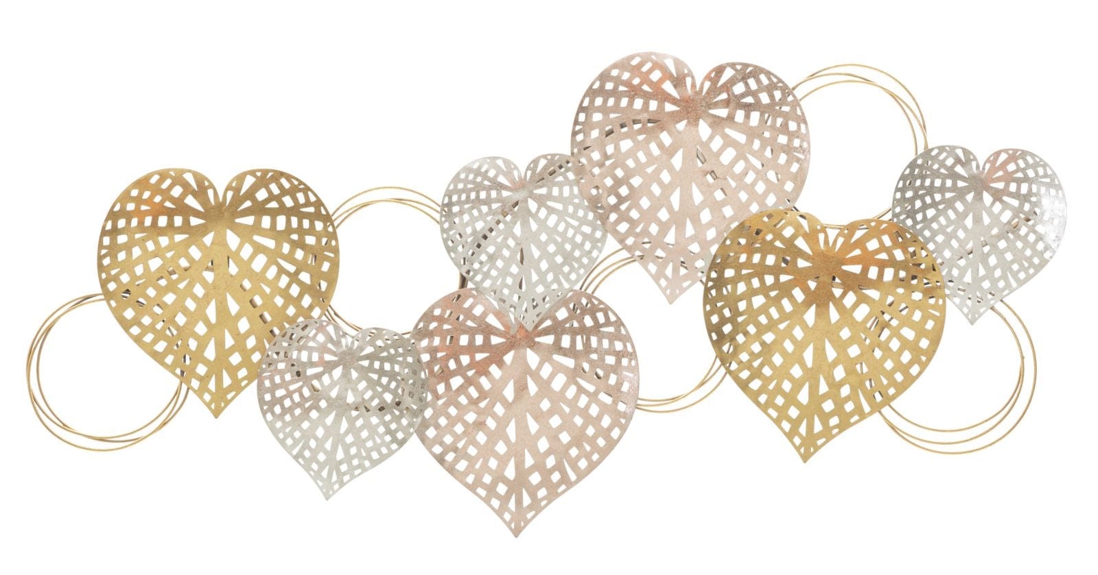 Mauro Ferretti Decoratiune metalica de perete, Hearts Multicolor, l91xA2,5xH39,5 cm