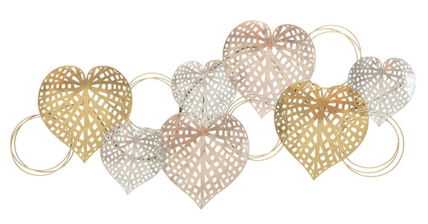 Mauro Ferretti Decoratiune metalica de perete, Hearts Multicolor, l91xA2,5xH39,5 cm
