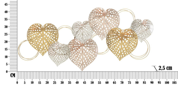 Mauro Ferretti Decoratiune metalica de perete, Hearts Multicolor, l91xA2,5xH39,5 cm