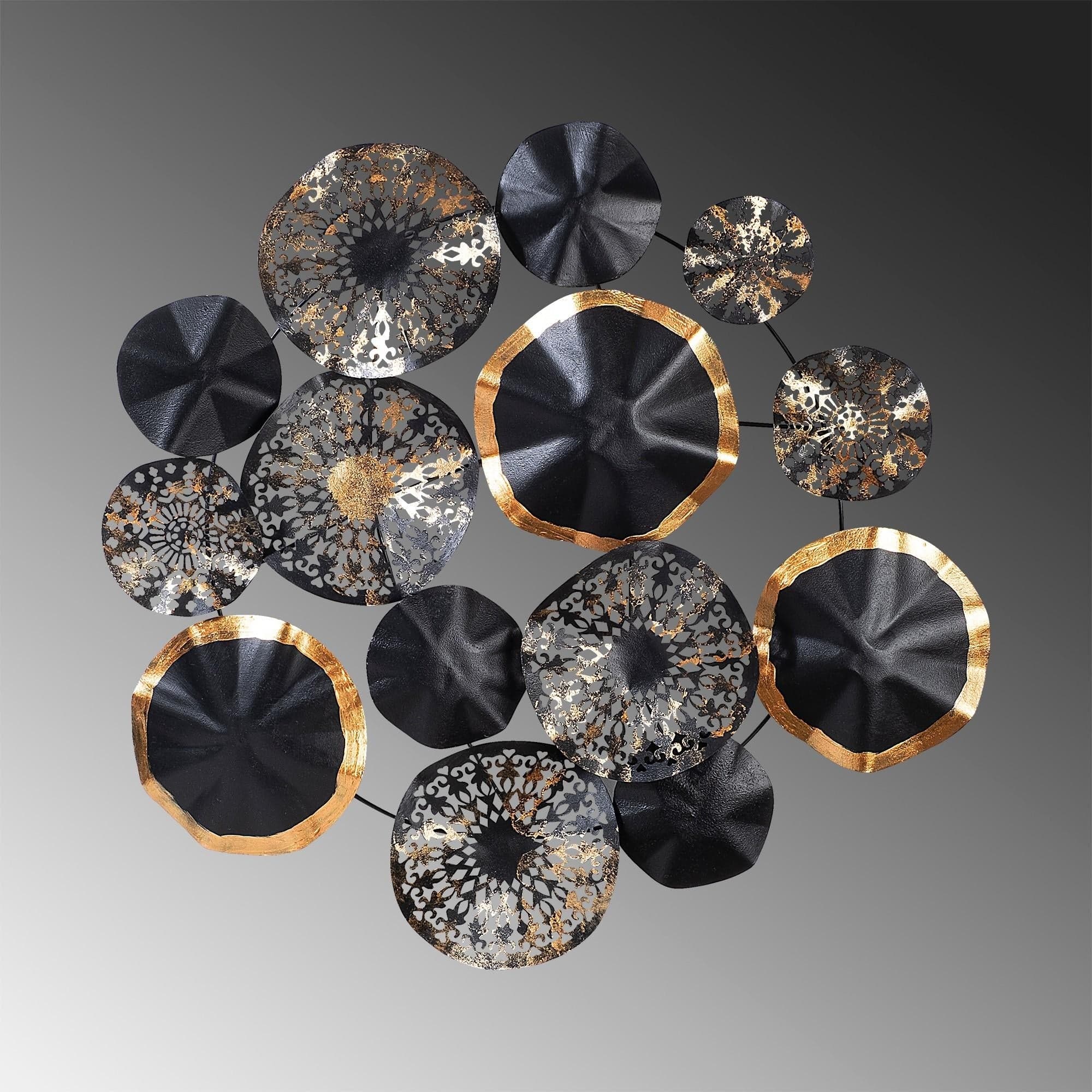 Asir Decoratiune metalica de perete, Hypnosis Negru / Auriu, l74xA1,5xH74 cm