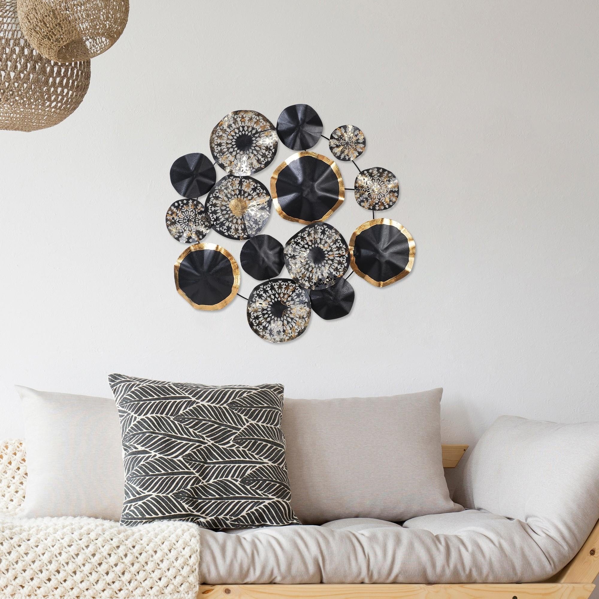 Asir Decoratiune metalica de perete, Hypnosis Negru / Auriu, l74xA1,5xH74 cm