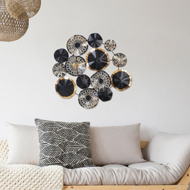 Asir Decoratiune metalica de perete, Hypnosis Negru / Auriu, l74xA1,5xH74 cm