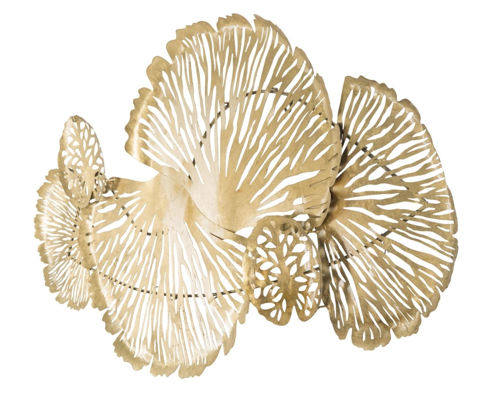 Decoratiune metalica de perete, Iris Orizzontale Auriu, l115xA5xH64 cm (4)