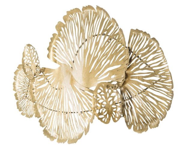 Decoratiune metalica de perete, Iris Orizzontale Auriu, l115xA5xH64 cm (4)