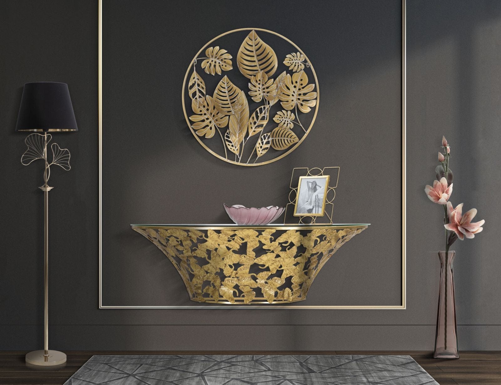 Mauro Ferretti Decoratiune metalica de perete, Jungle Round Auriu, Ø80 cm