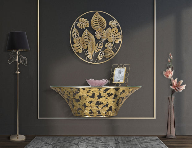 Mauro Ferretti Decoratiune metalica de perete, Jungle Round Auriu, Ø80 cm