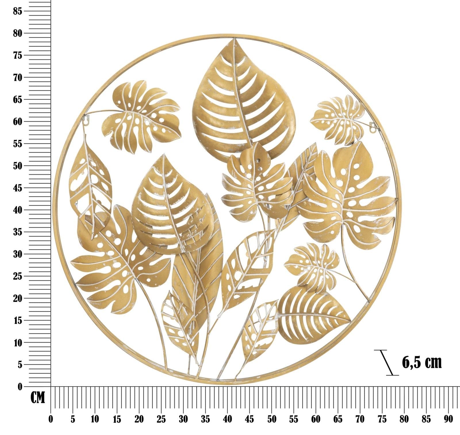 Mauro Ferretti Decoratiune metalica de perete, Jungle Round Auriu, Ø80 cm