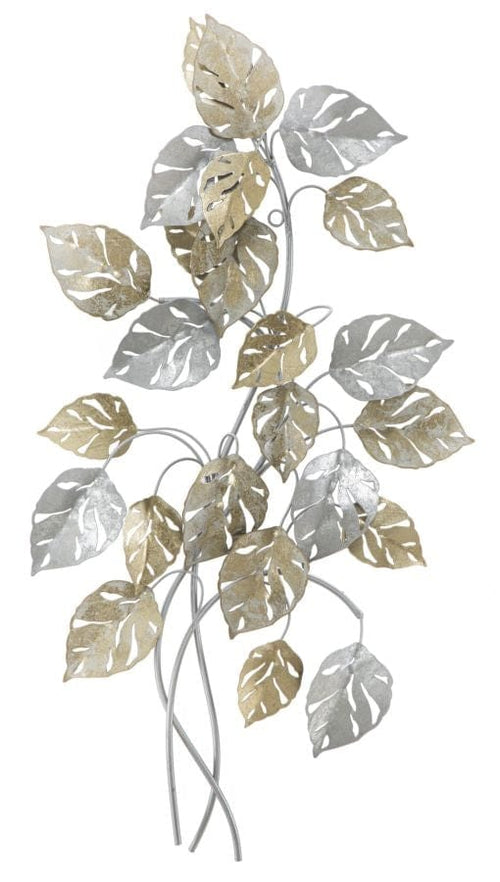 Mauro Ferretti Decoratiune metalica de perete, Leaf Auriu / Argintiu, l50xA7,5xH90,5 cm