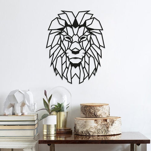 Asir Decoratiune metalica de perete, Lion Negru, l40xA1,5xH50 cm