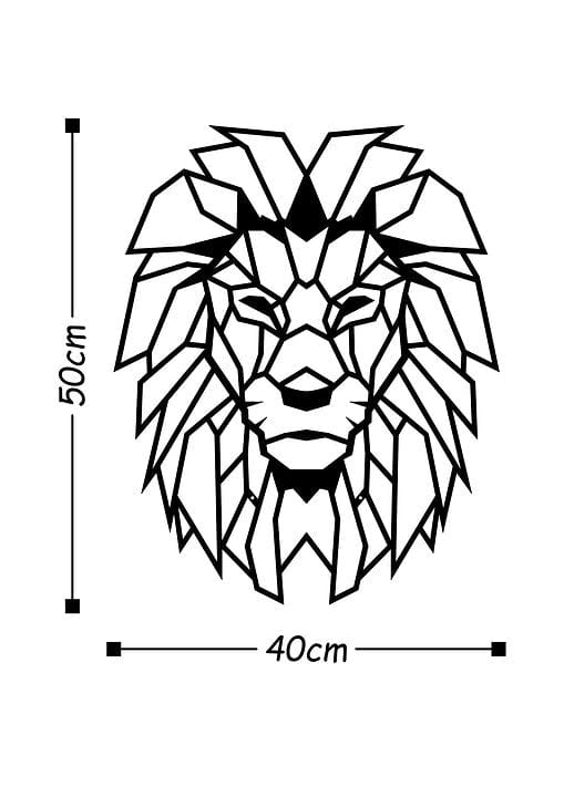Asir Decoratiune metalica de perete, Lion Negru, l40xA1,5xH50 cm