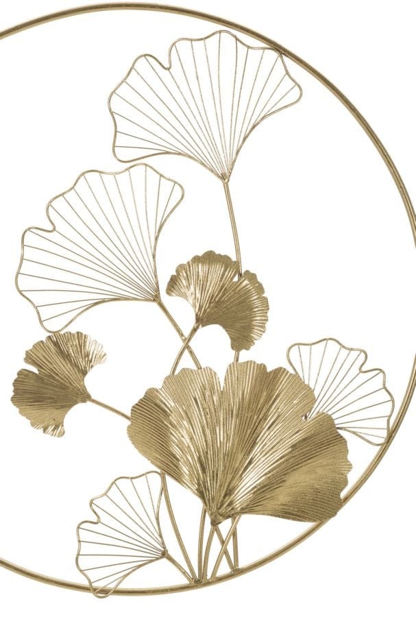 Mauro Ferretti Decoratiune metalica de perete, Little Leaf Auriu, l120,5xA4,2xH80,5 cm