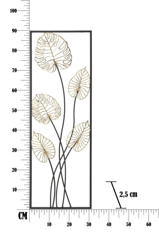 Mauro Ferretti Decoratiune metalica de perete Luxy -A- New Negru / Auriu, l31xA2,5xH90 cm