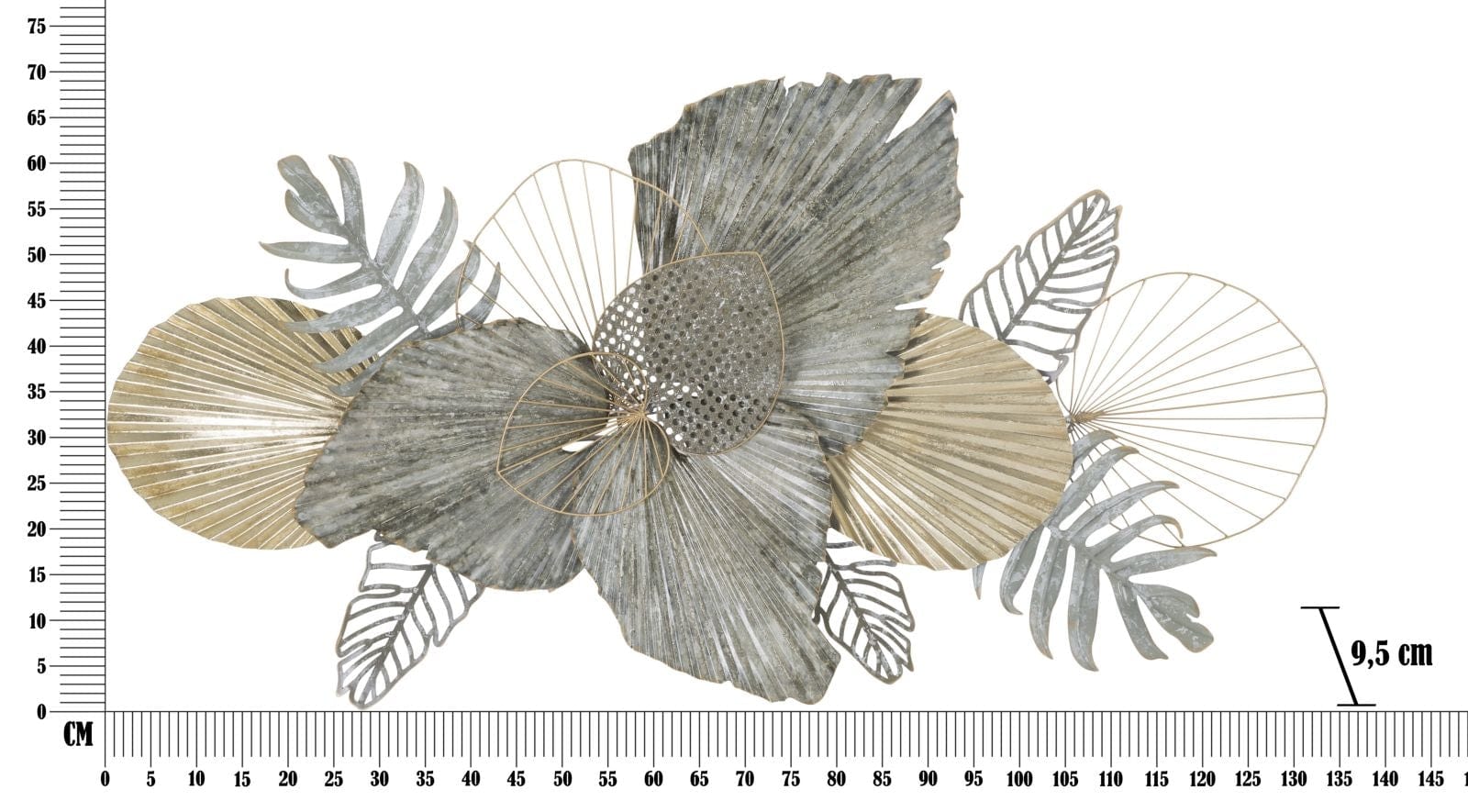 Decoratiune metalica de perete, Mety Multicolor, l134xA9,5xH70 cm (5)