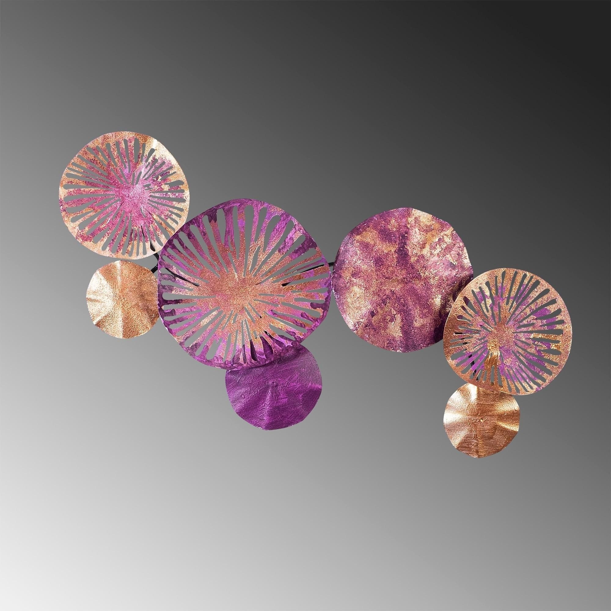 Decoratiune metalica de perete, Mioli Art 2 Violet / Auriu, l74xA1,5xH38 cm (2)