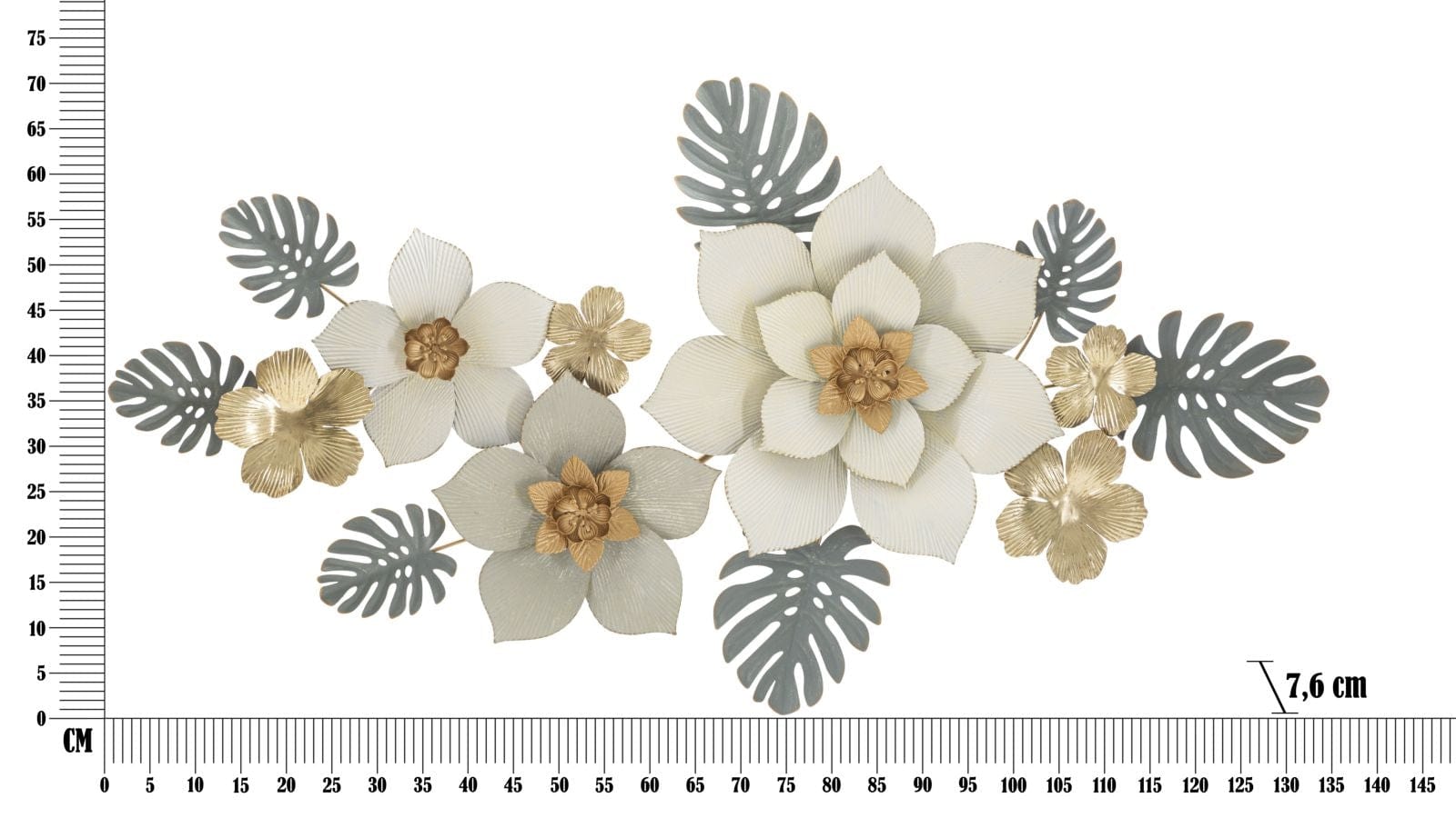 Mauro Ferretti Decoratiune metalica de perete, Moty Multicolor, l134,6xA7,6xH69,9 cm