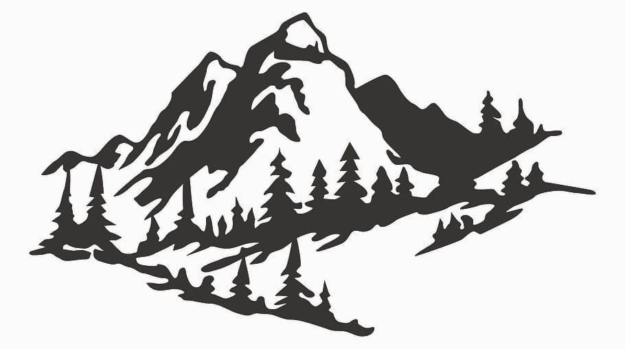 Asir Decoratiune metalica de perete, Mountain 2 Negru, l70xA1,5xH40 cm