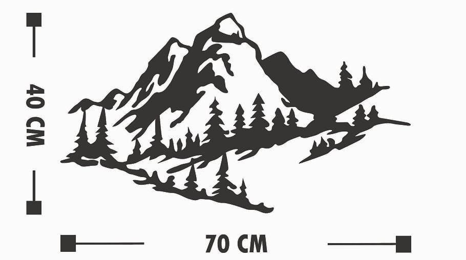 Decoratiune metalica de perete, Mountain 2 Negru, l70xA1,5xH40 cm (2)