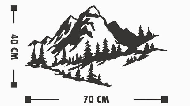 Decoratiune metalica de perete, Mountain 2 Negru, l70xA1,5xH40 cm (2)