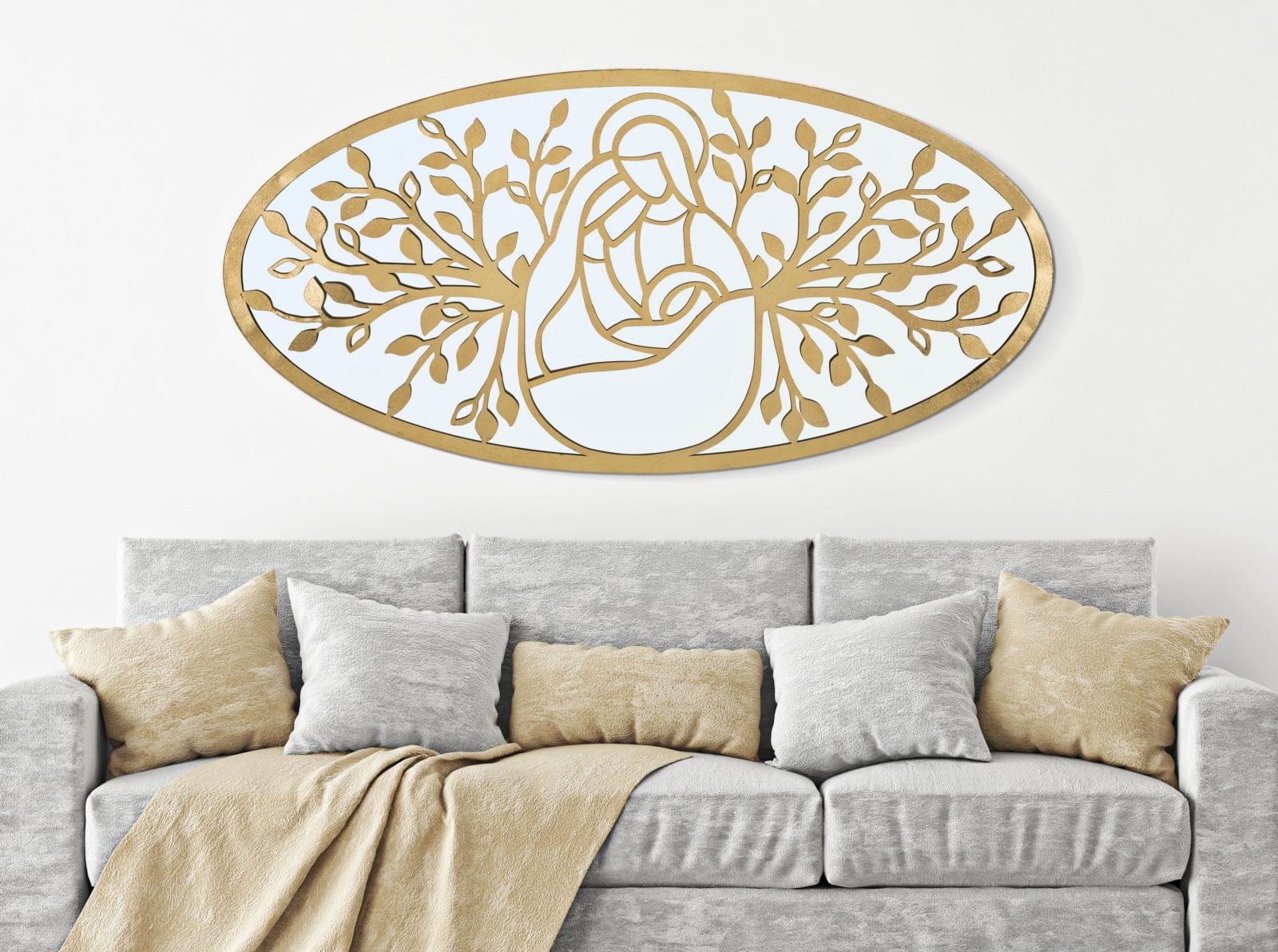 Decoratiune metalica de perete, Nativity C Auriu, l120xA2xH60 cm (1)