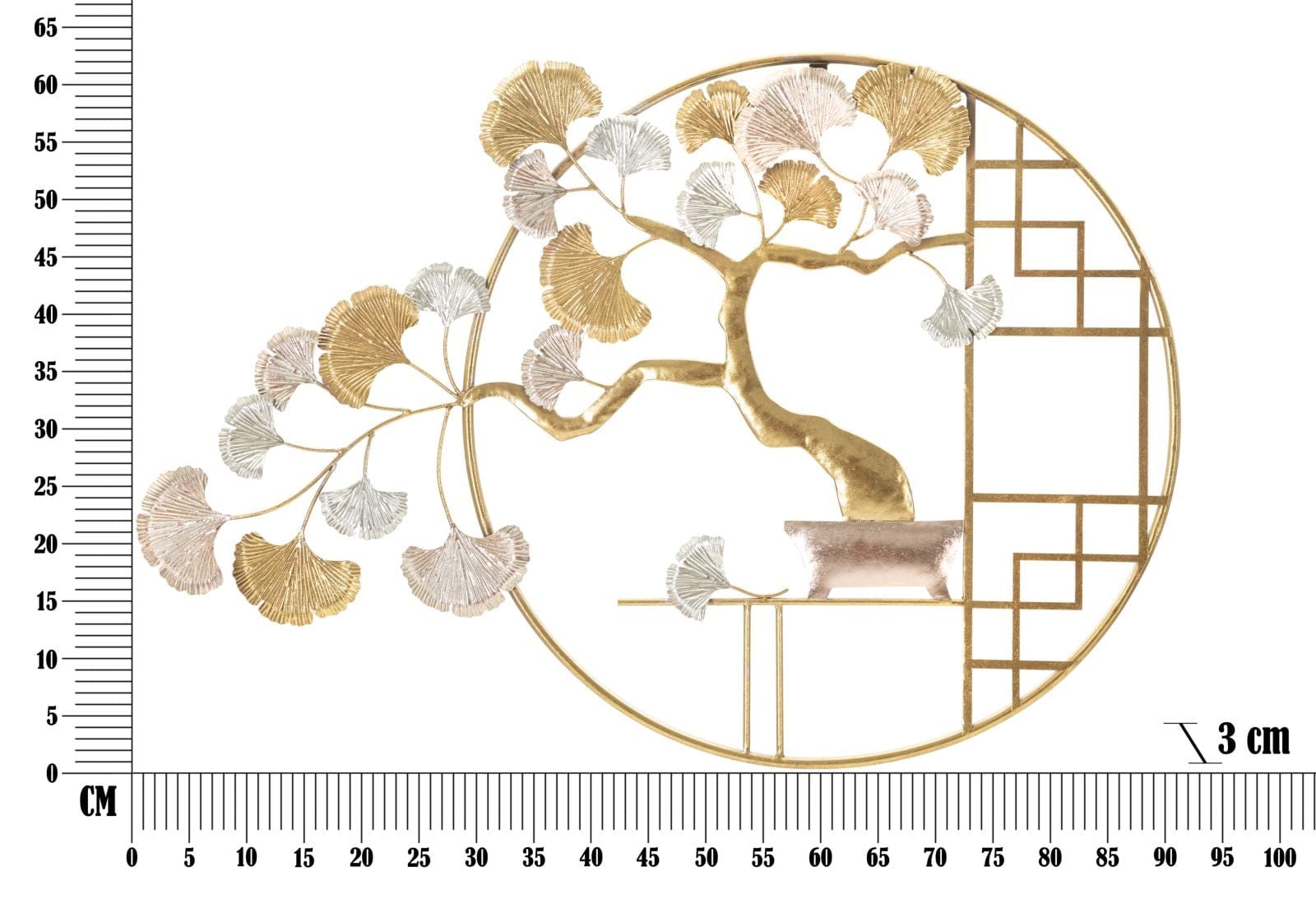 Decoratiune metalica de perete, Nippon Multicolor, l91,5xA3xH63 cm (5)