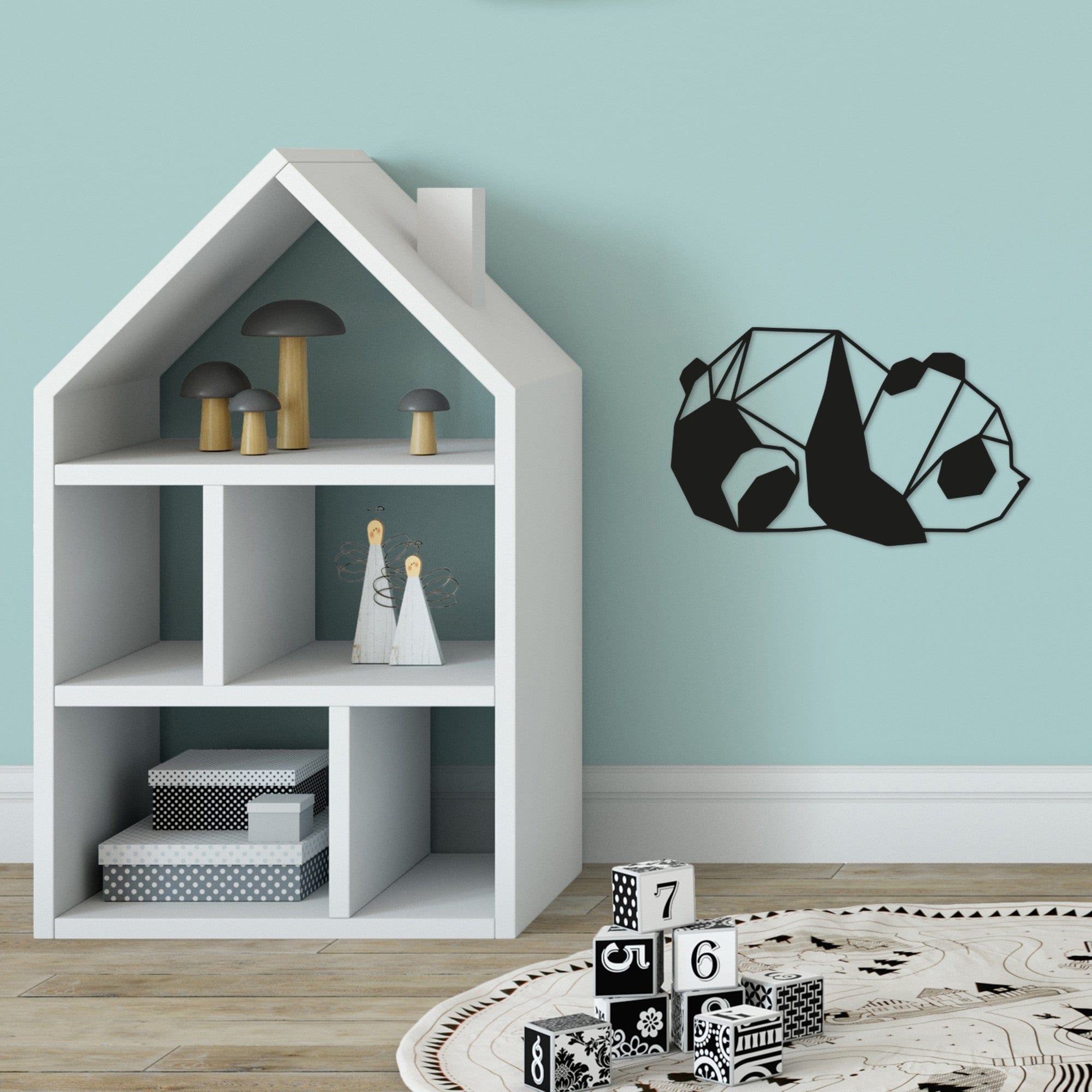 Asir Decoratiune metalica de perete, Panda 2 Negru, l52xA1,5xH31 cm