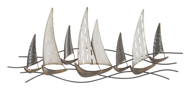 Mauro Ferretti Decoratiune metalica de perete, Regata New Multicolor, l100xA3xH44 cm