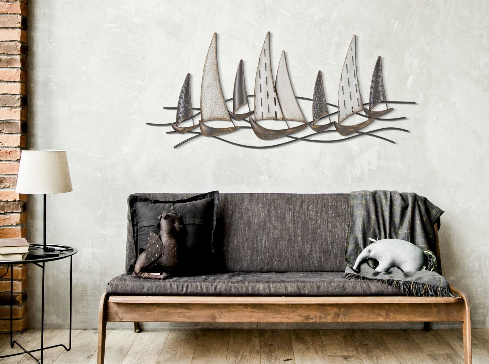 Mauro Ferretti Decoratiune metalica de perete, Regata New Multicolor, l100xA3xH44 cm